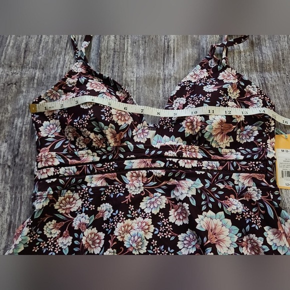 Floral Tankini Swim Top, V Neck, Adjustable Straps, Swimsuit Top - Picture 9 of 9